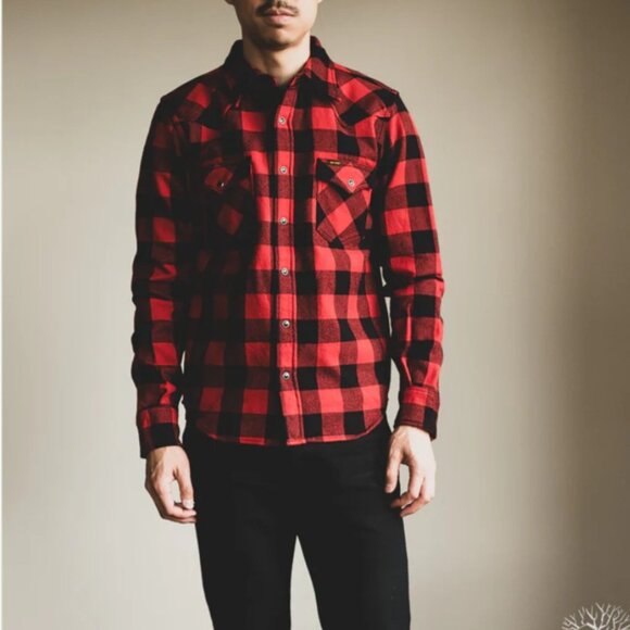 ❗🅂🄾🄻🄳❗Iron Heart IHSH-232 Ultra Heavy Flannel West Shirt Size L - Picture 1 of 11